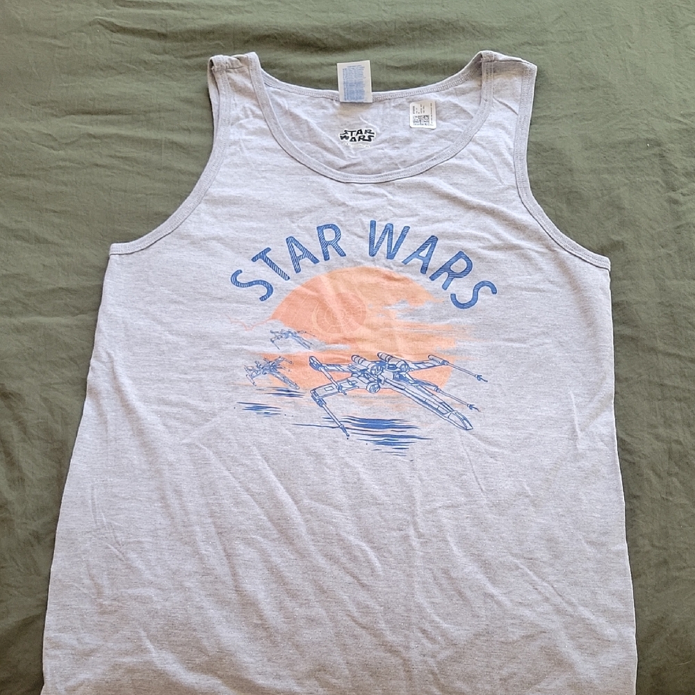 Star Wars Light Gray Tank with Blue and Orange Design